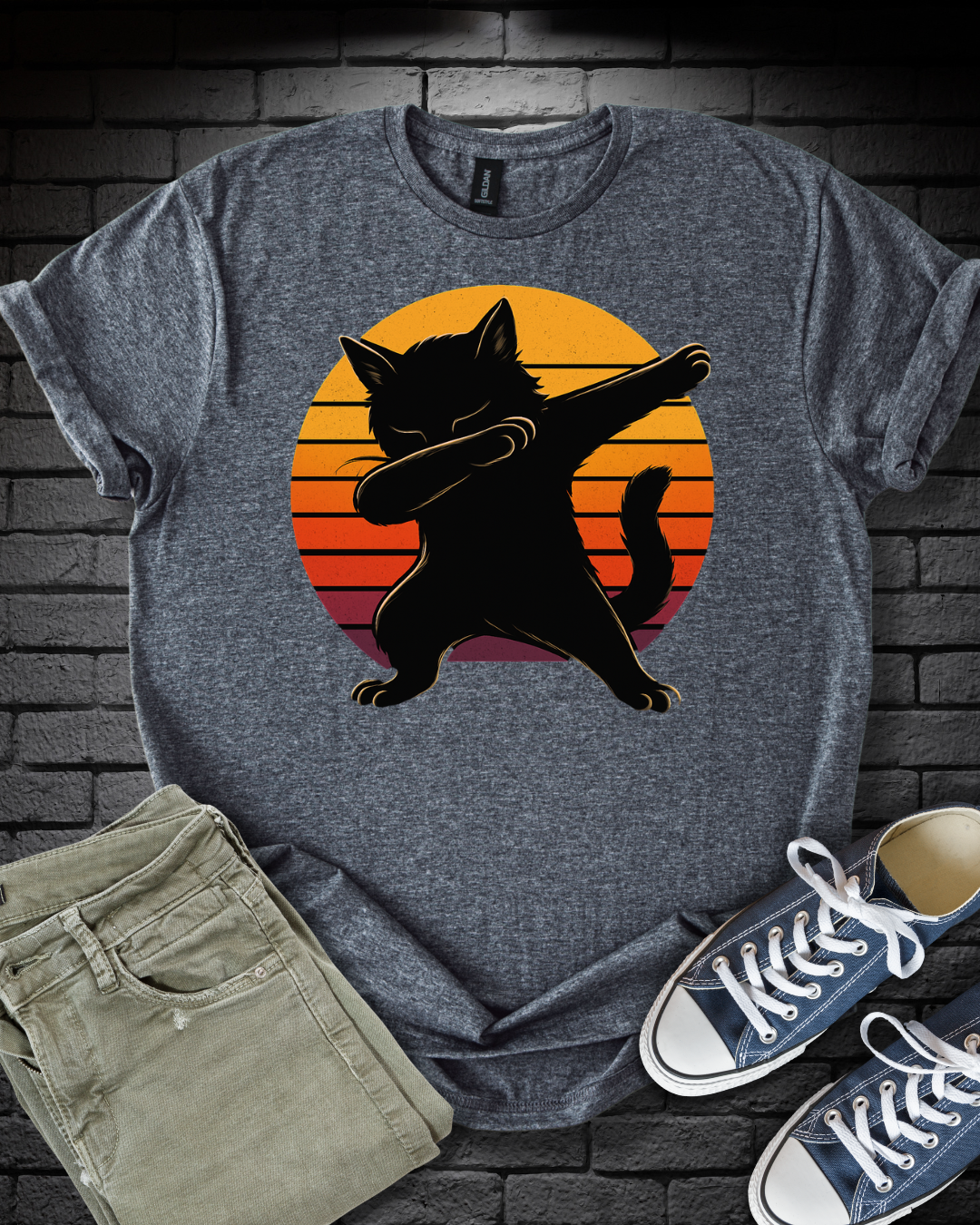 Dabbing Sunset Cat T-Shirt