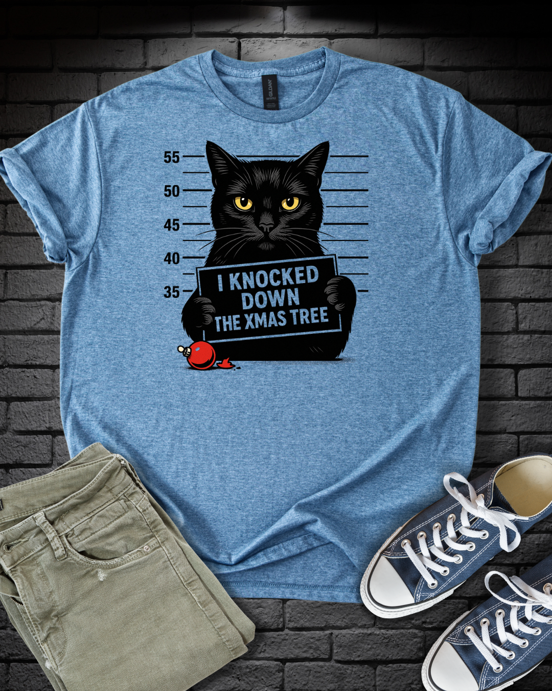 Cat Christmas Mugshot T-Shirt