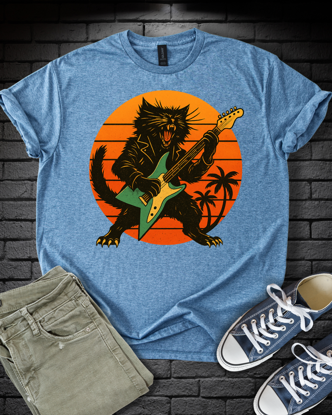 Rockstar Cat Shredding T-Shirt