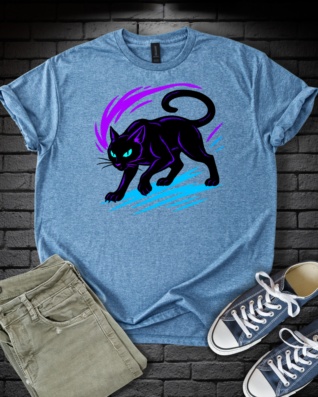Neon Black Cat T-Shirt