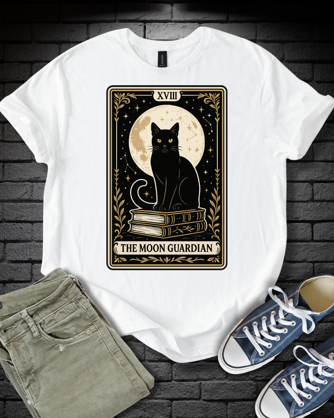 Tarot Moon Guardian Cat T-Shirt