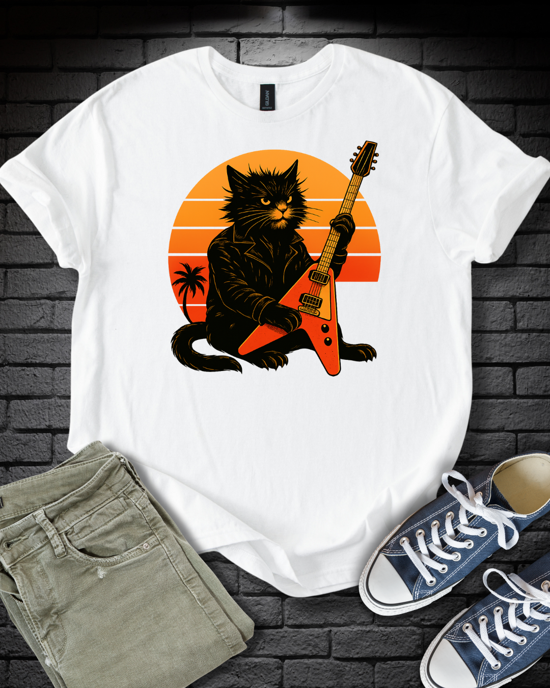 Guitar Hero Cat T-Shirt