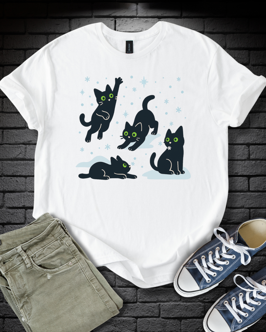 Frolicking Winter Kittens T-Shirt
