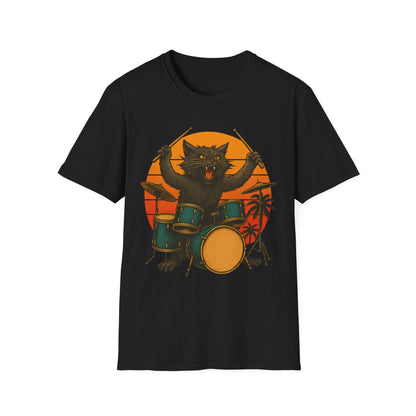 Cat Drummer Rockin' T-Shirt