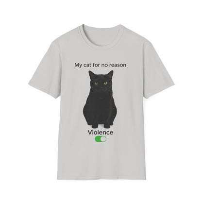 Cat Violence Button T-Shirt