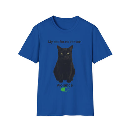 Cat Violence Button T-Shirt