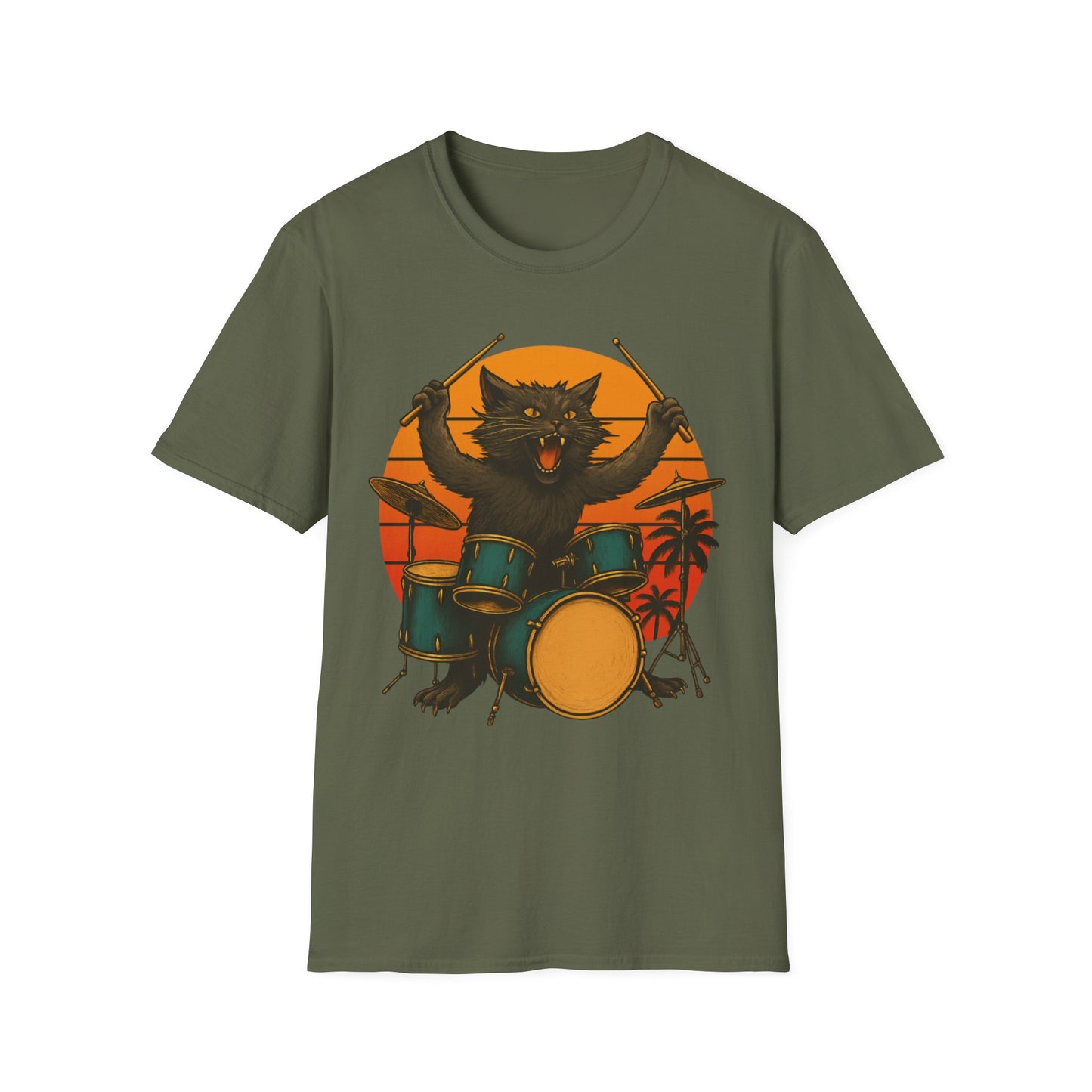 Cat Drummer Rockin' T-Shirt
