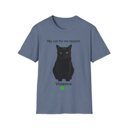 Cat Violence Button T-Shirt