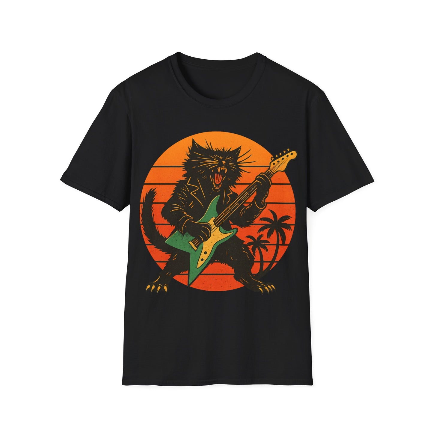 Rockstar Cat Shredding T-Shirt
