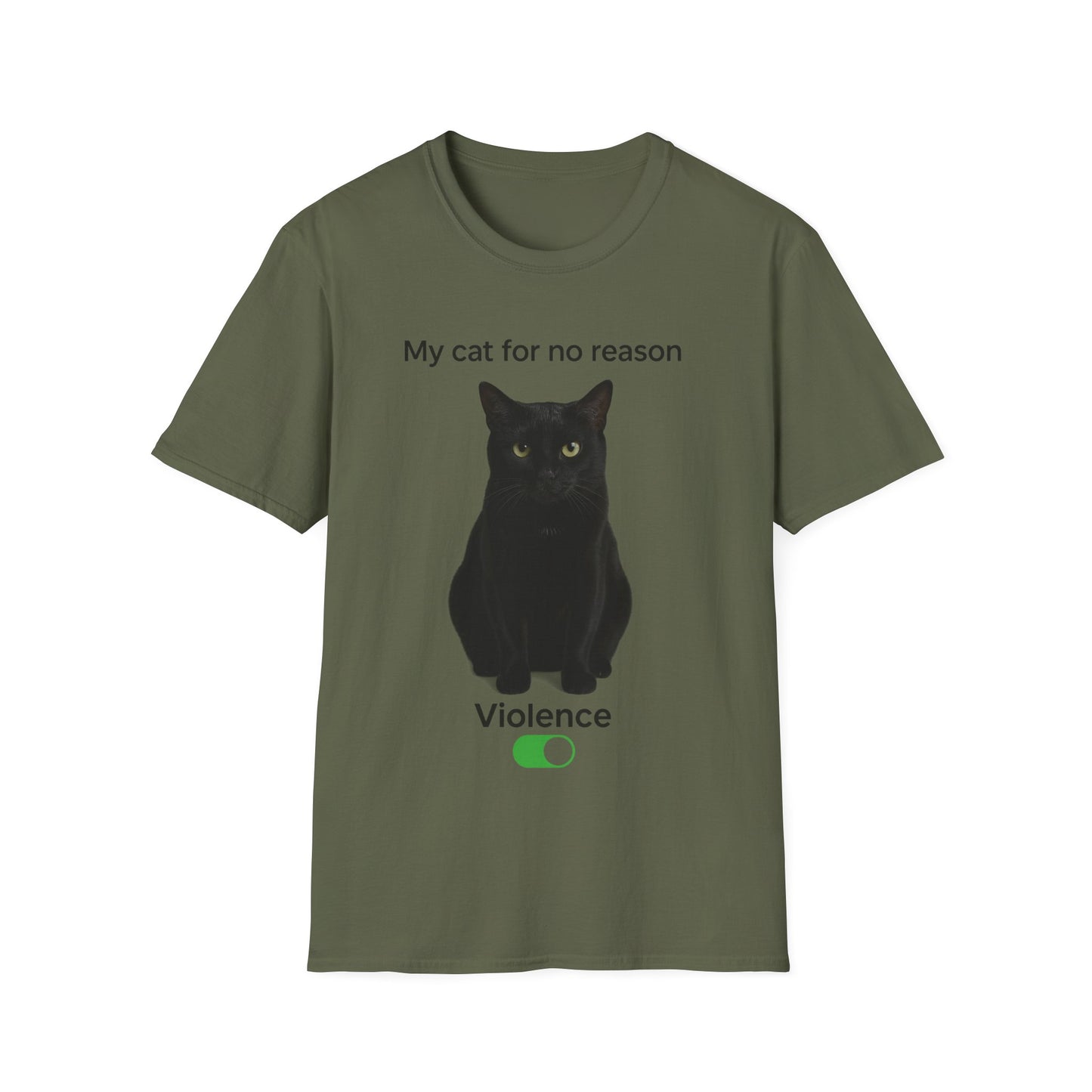 Cat Violence Button T-Shirt