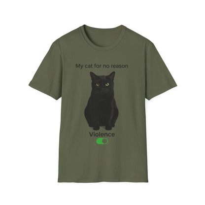 Cat Violence Button T-Shirt