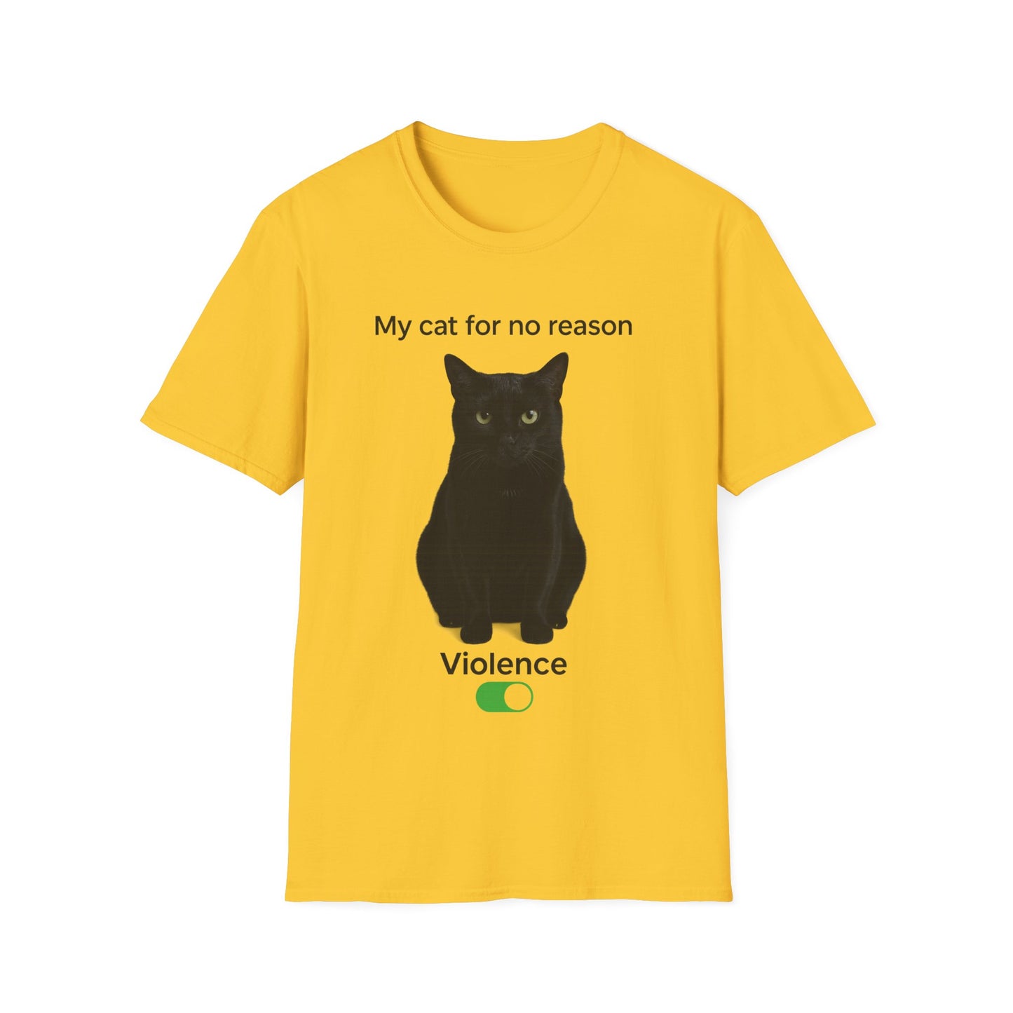 Cat Violence Button T-Shirt