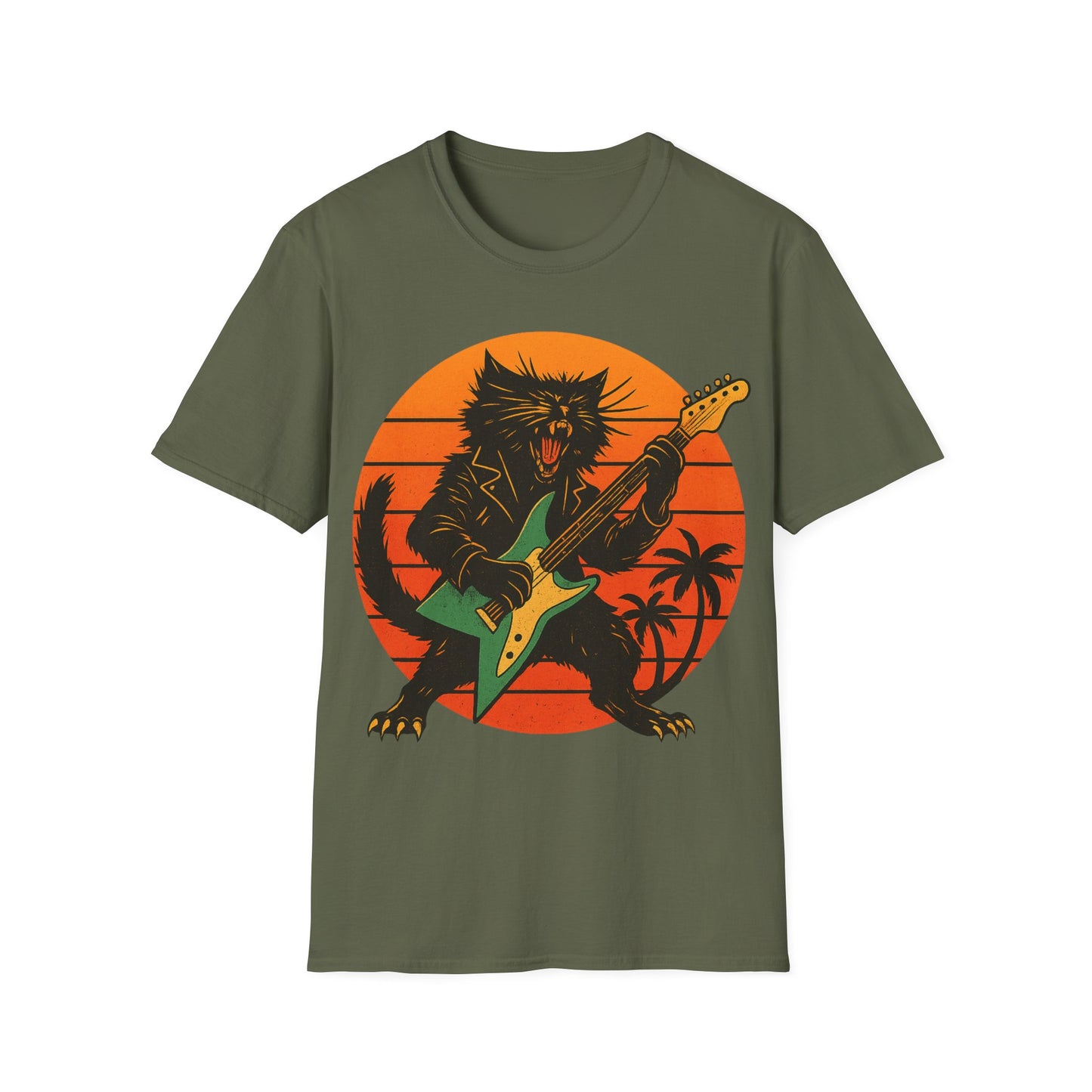 Rockstar Cat Shredding T-Shirt