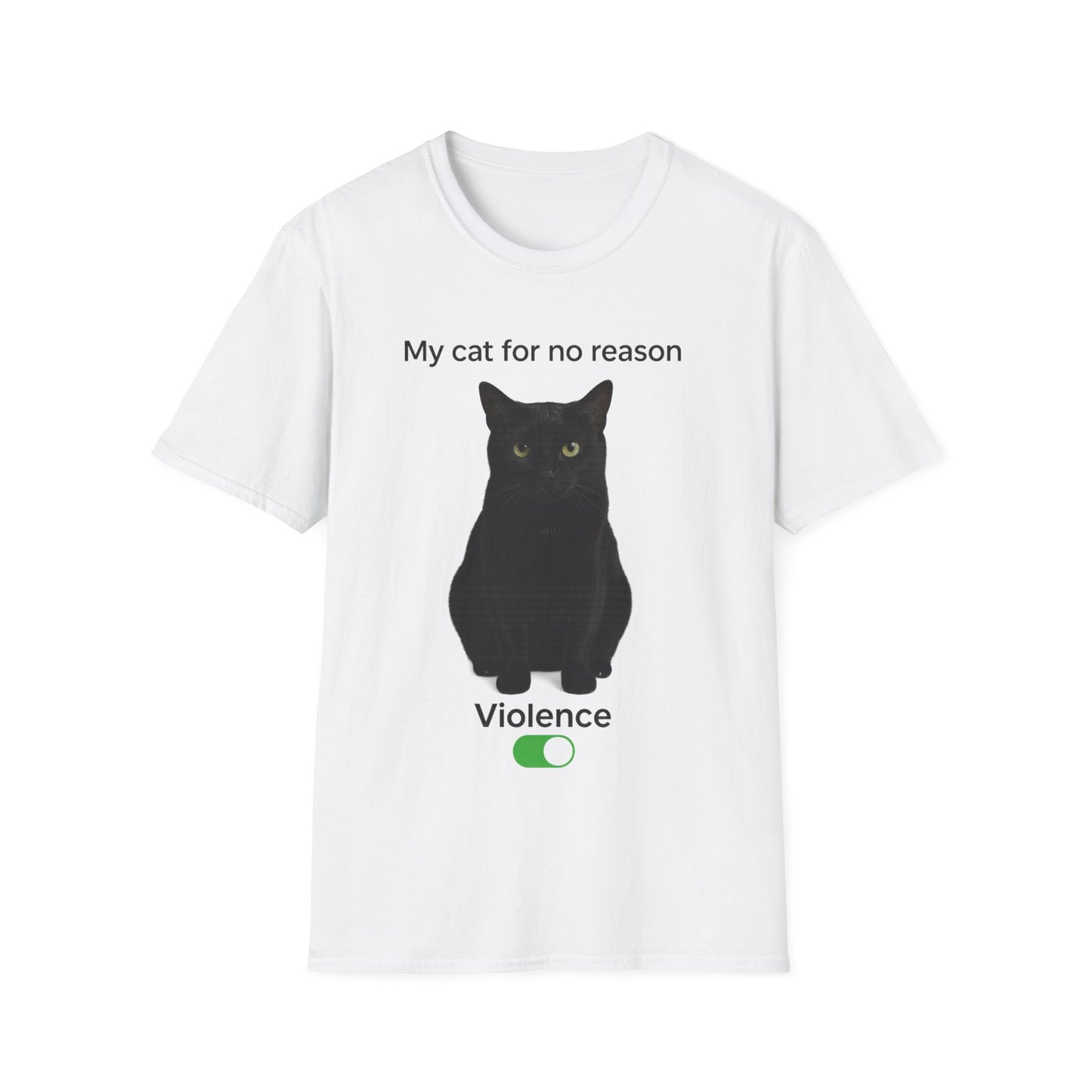 Cat Violence Button T-Shirt