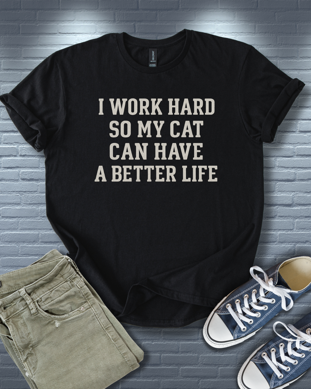 Work Hard Cat T-Shirt