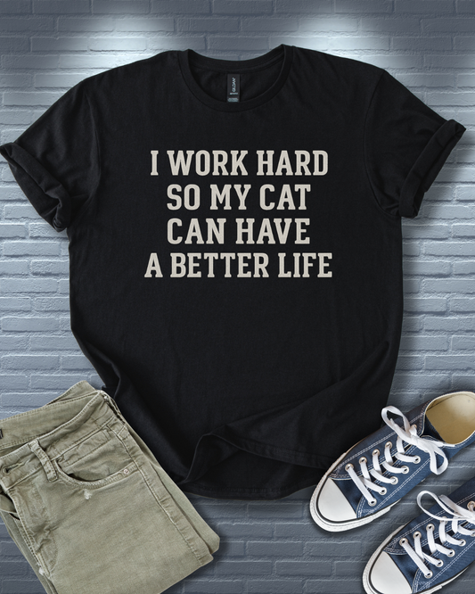 Work Hard Cat T-Shirt