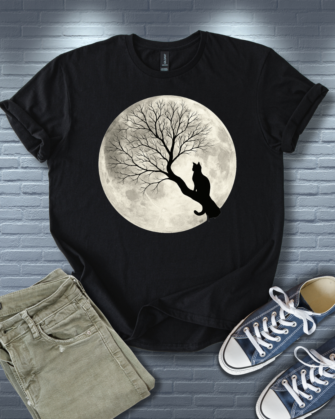 Cat Loving Full Moon T-Shirt
