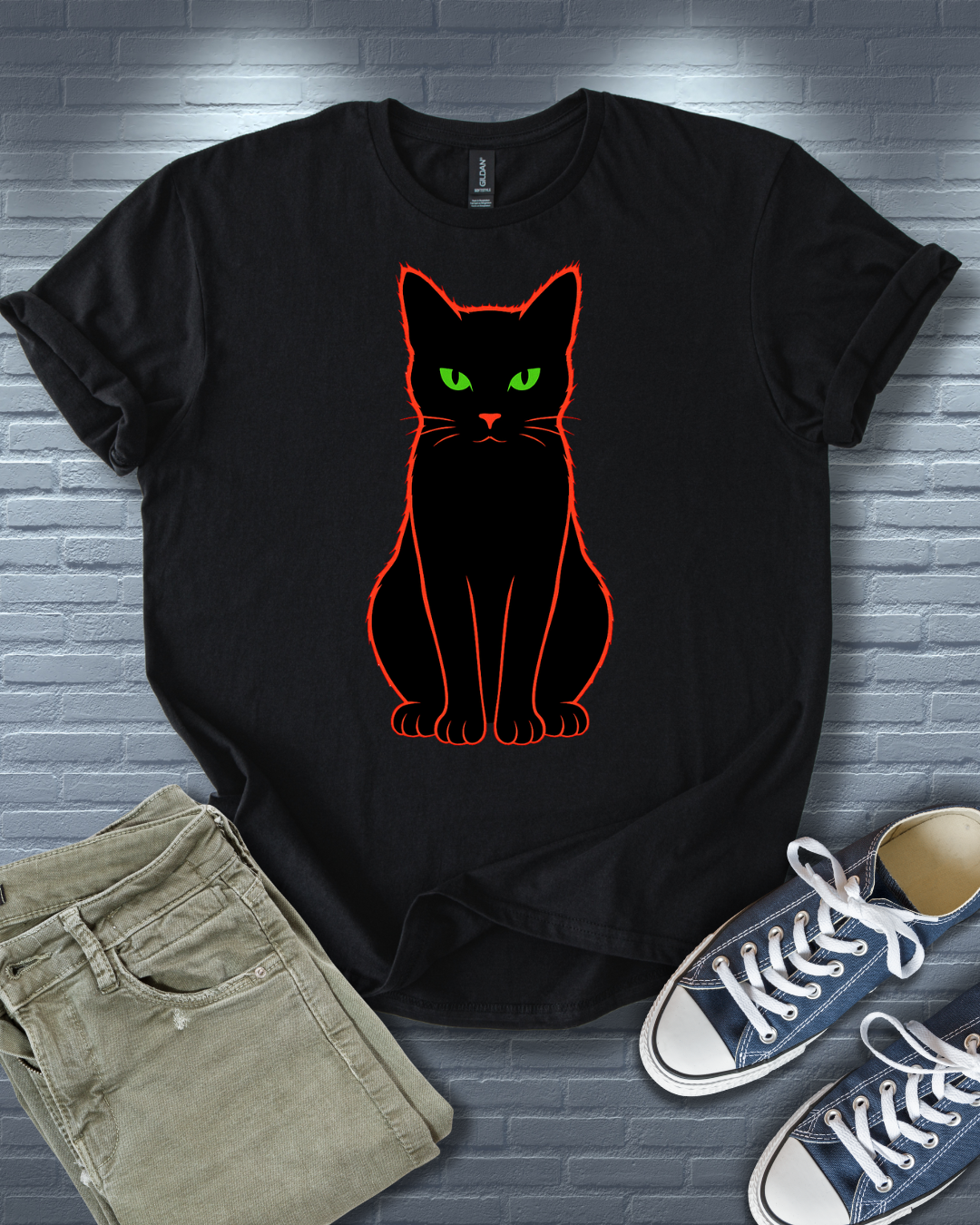 Neon Red Cat T-Shirt