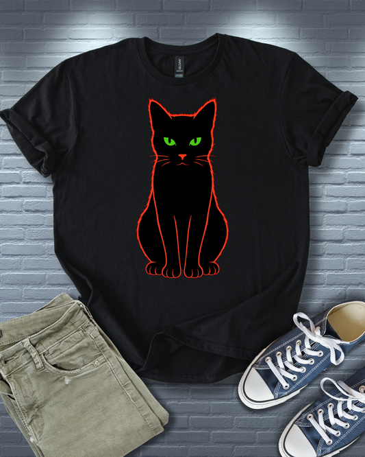 Neon Red Cat T-Shirt