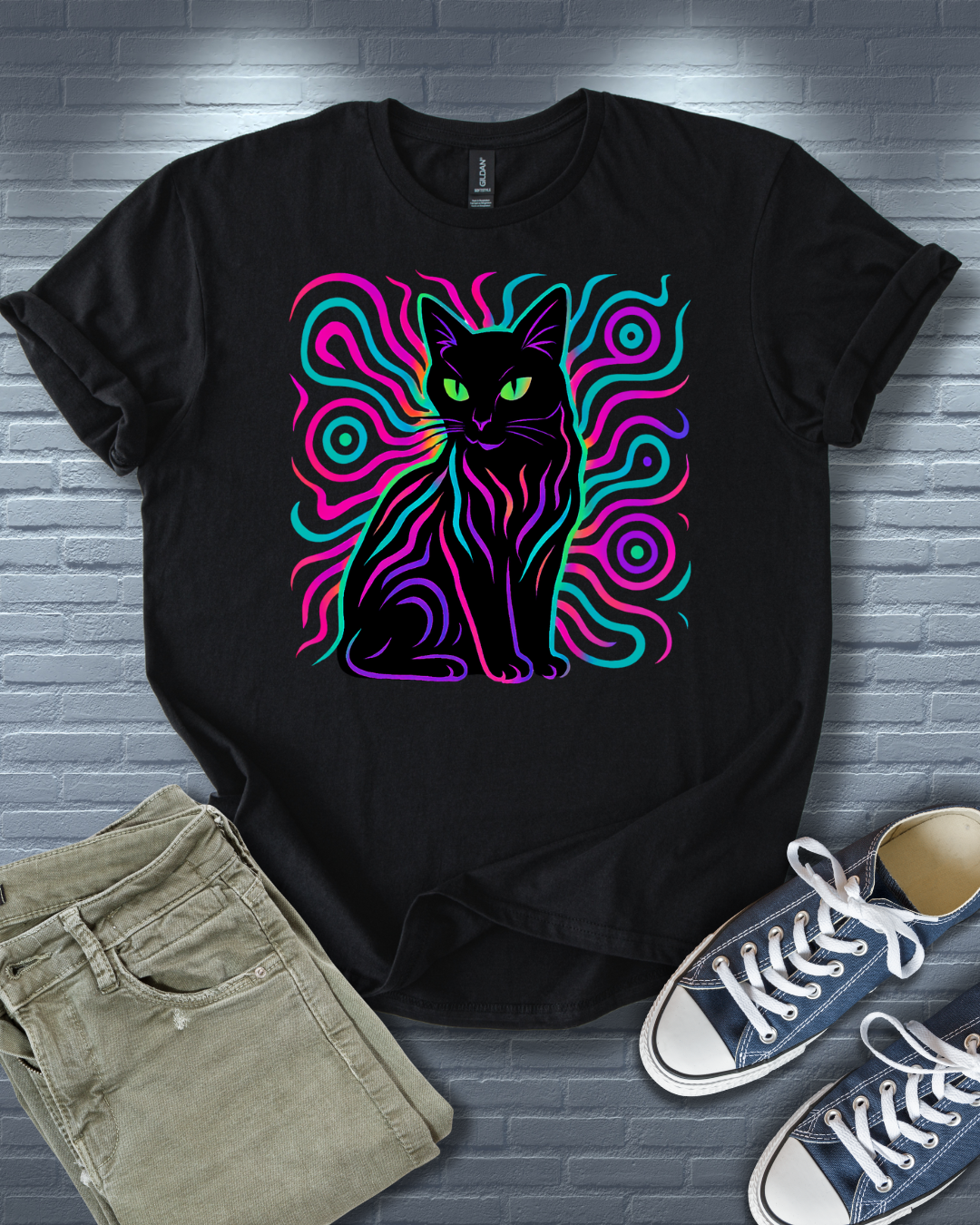 Cat In Neon Colors T-Shirt