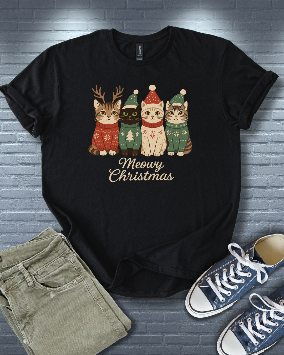 Meowy Christmas Cat T-Shirt