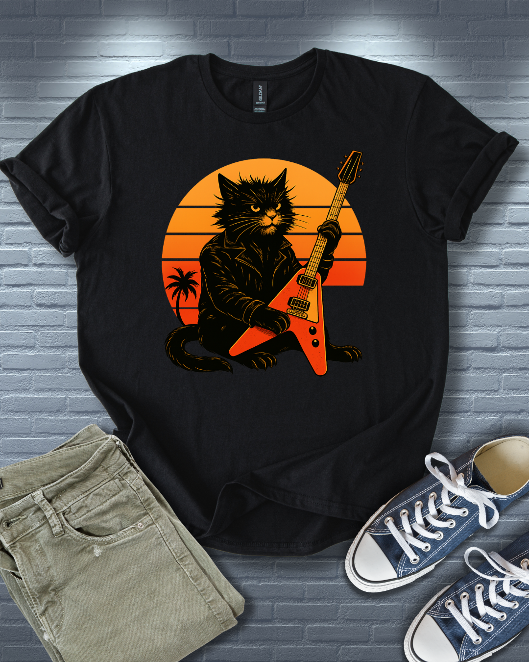 Guitar Hero Cat T-Shirt