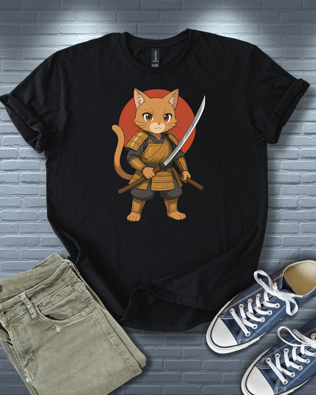 Anime Samurai Cat T-Shirt