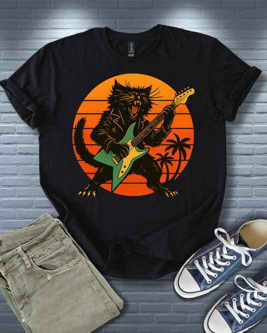 Rockstar Cat Shredding T-Shirt