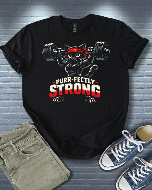 Purr-fectly Strong Cat T-Shirt