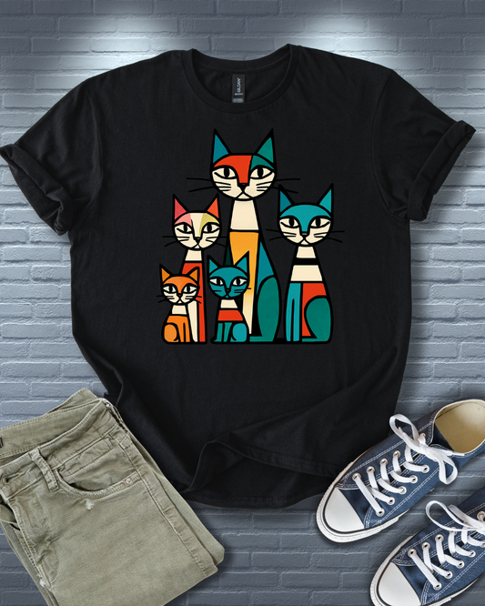 Abstract Cat Family T-Shirt