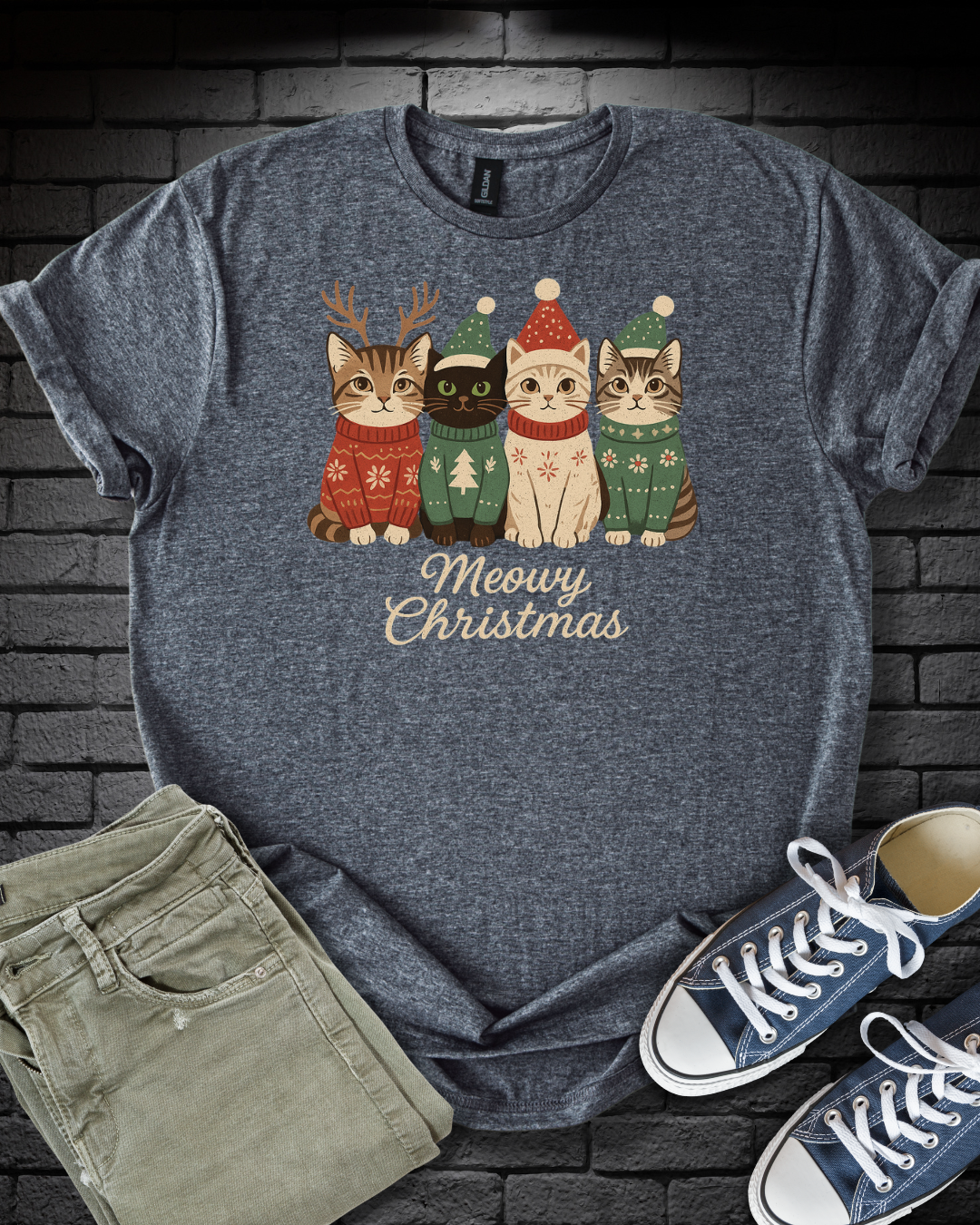 Meowy Christmas Cat T-Shirt