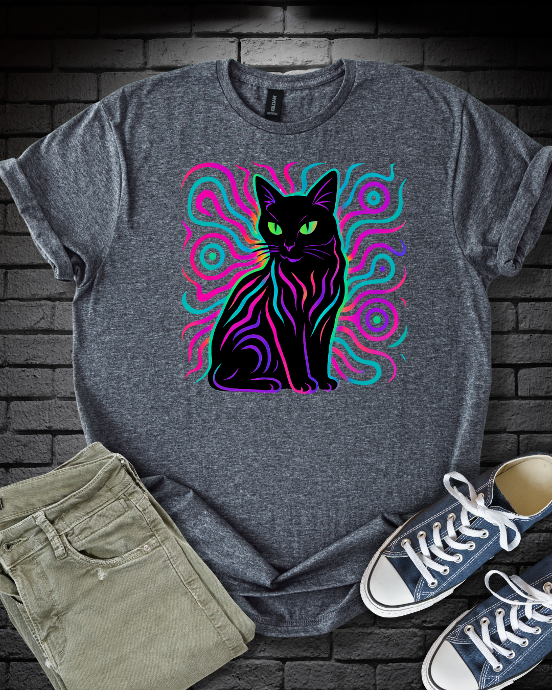 Cat In Neon Colors T-Shirt
