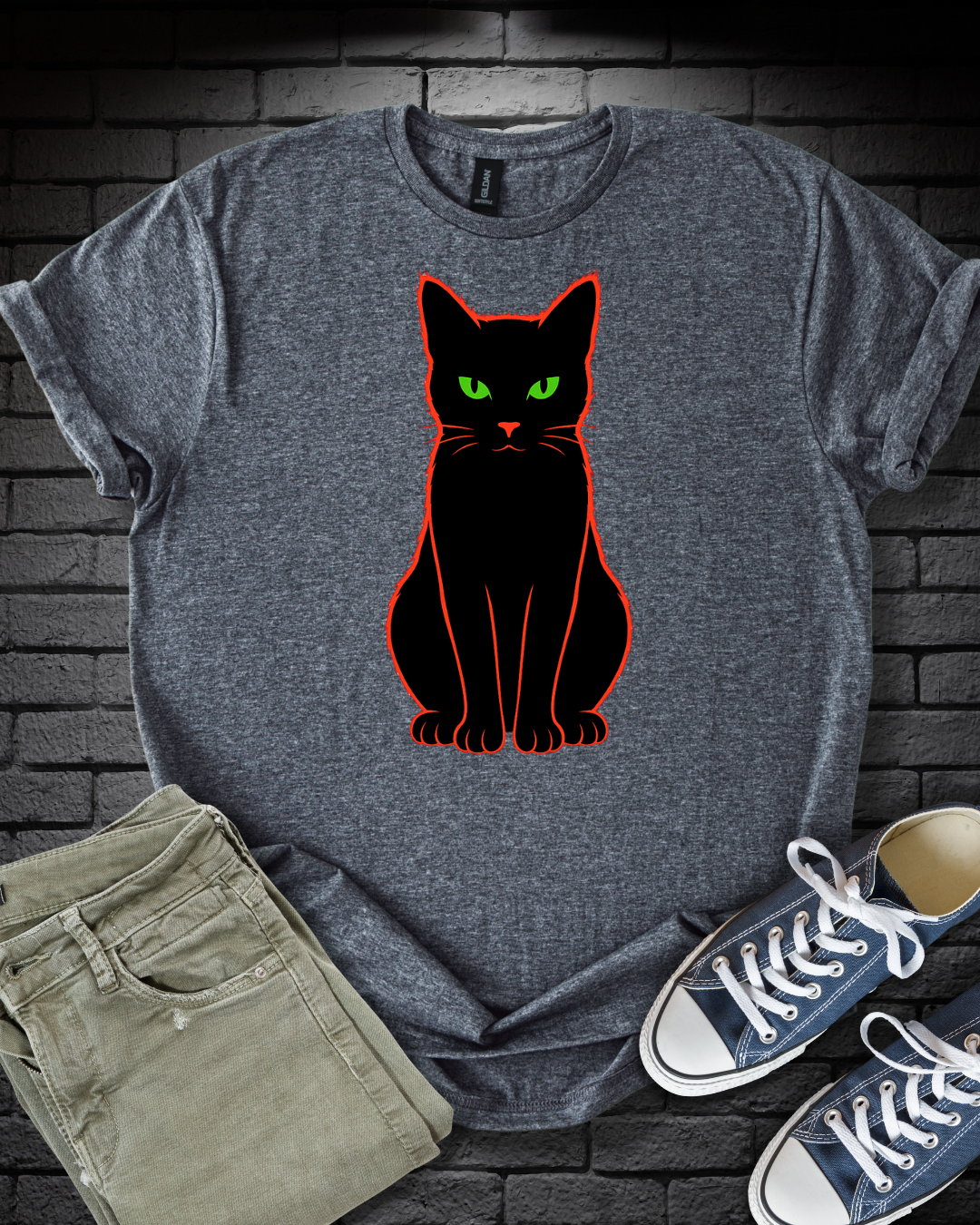 Neon Red Cat T-Shirt