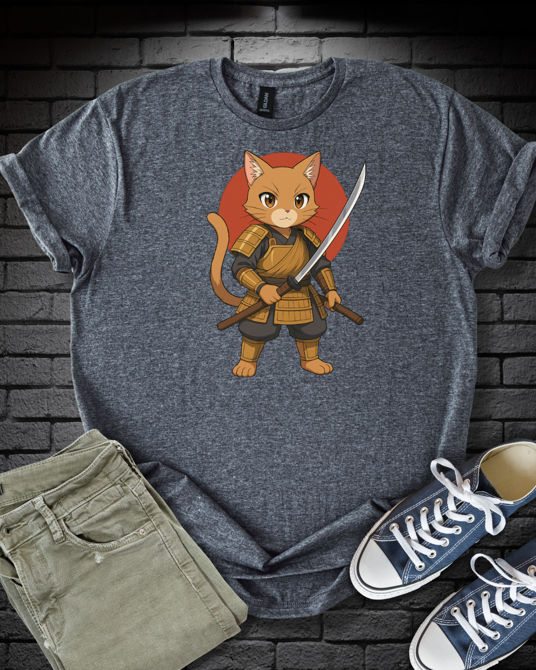 Anime Samurai Cat T-Shirt