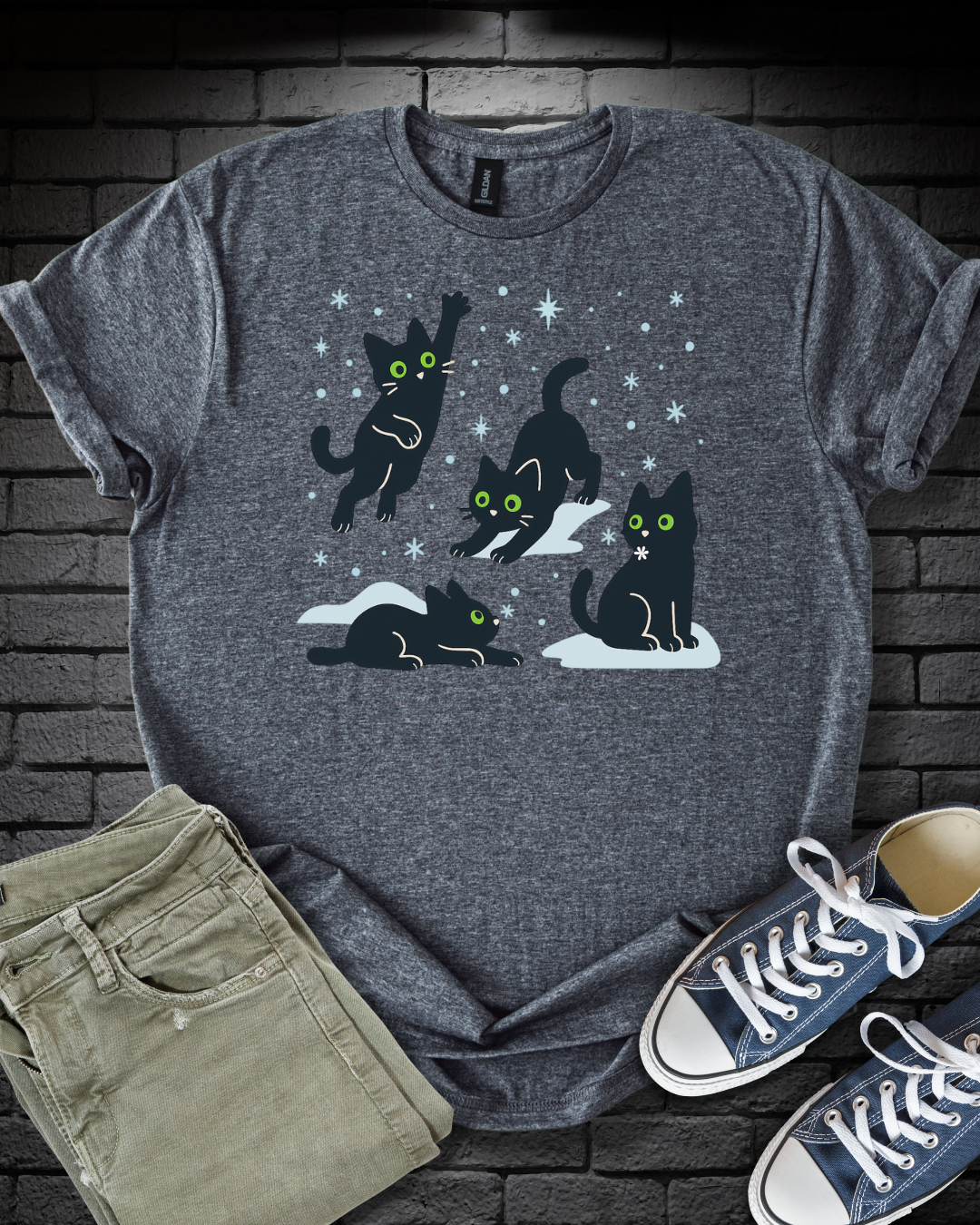 Frolicking Winter Kittens T-Shirt