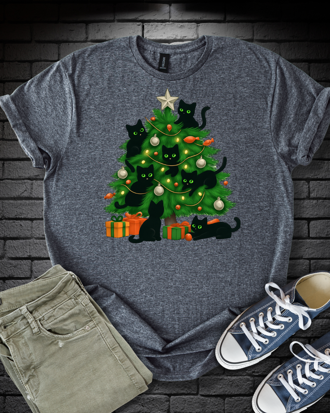 Playful Kitten Christmas Tree T-Shirt