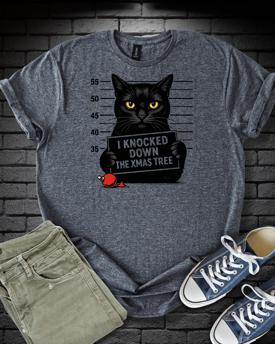 Cat Christmas Mugshot T-Shirt