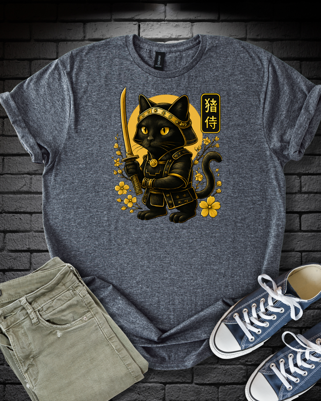 Golden Samurai Cat T-Shirt