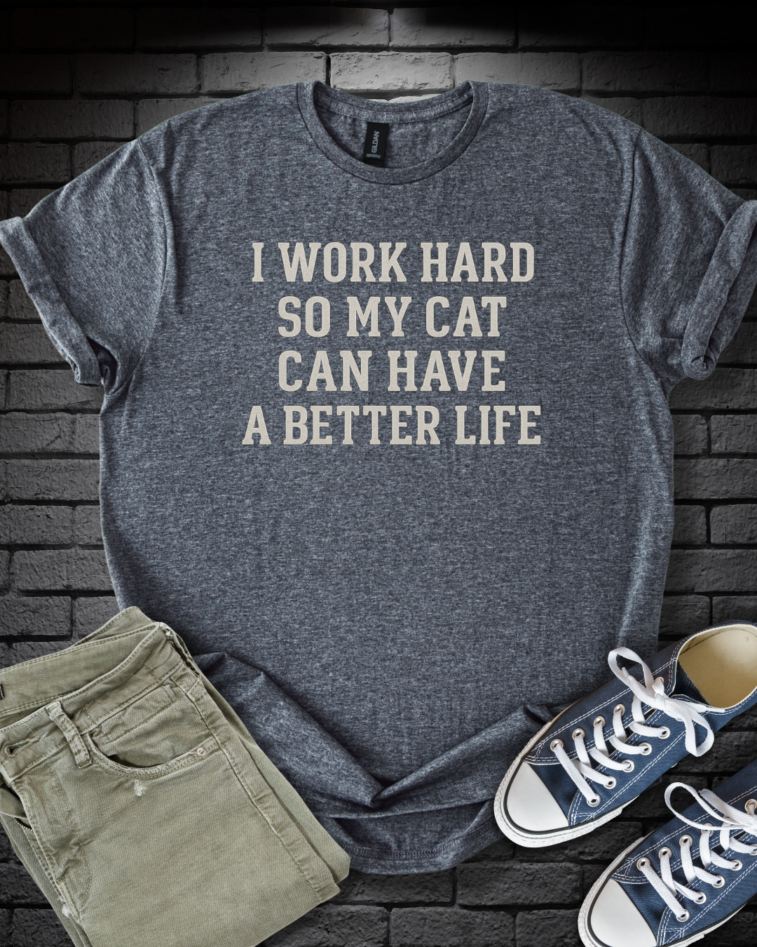 Work Hard Cat T-Shirt