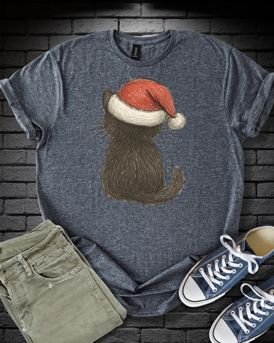 Kitten In Santa Hat T-Shirt