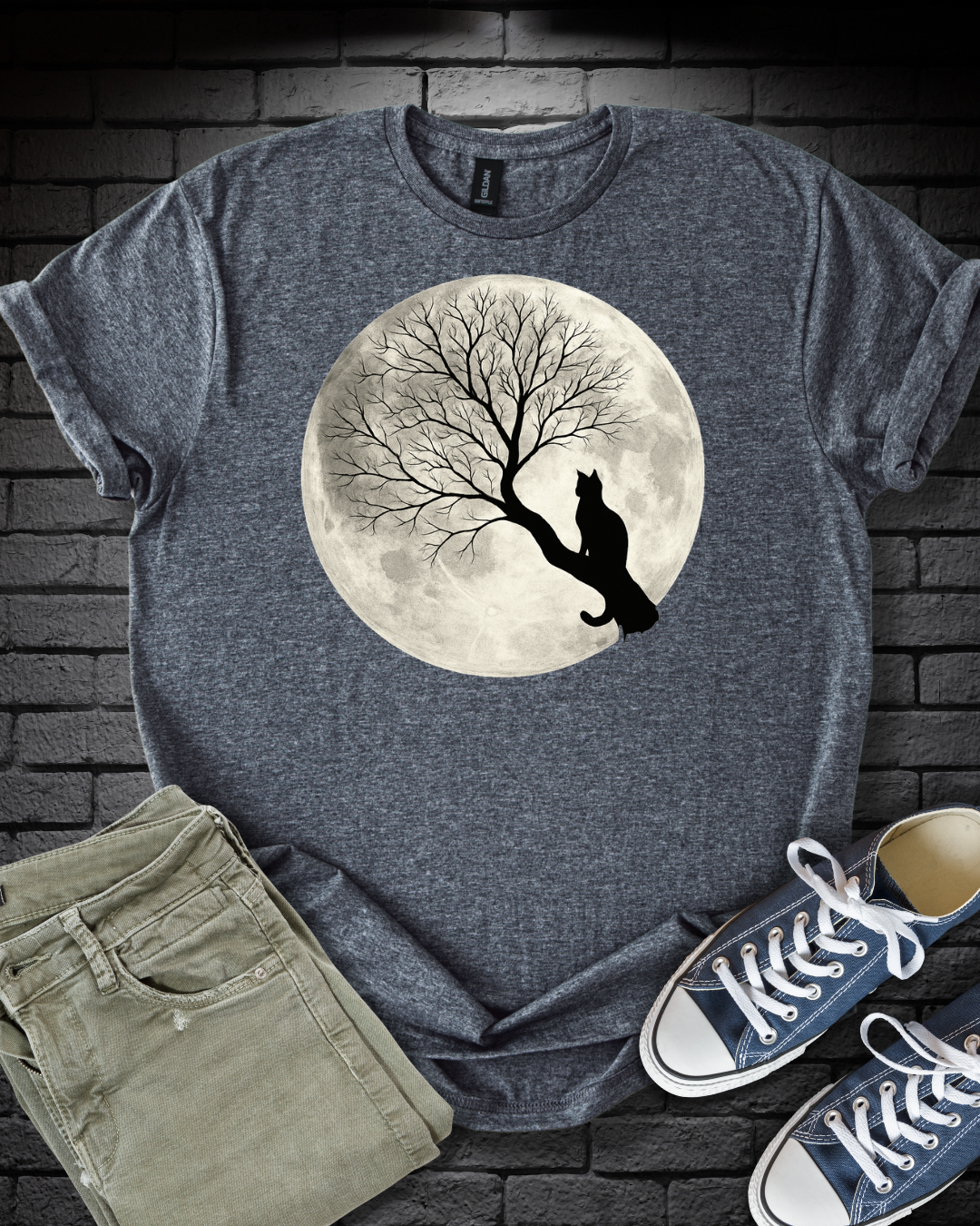 Cat Loving Full Moon T-Shirt