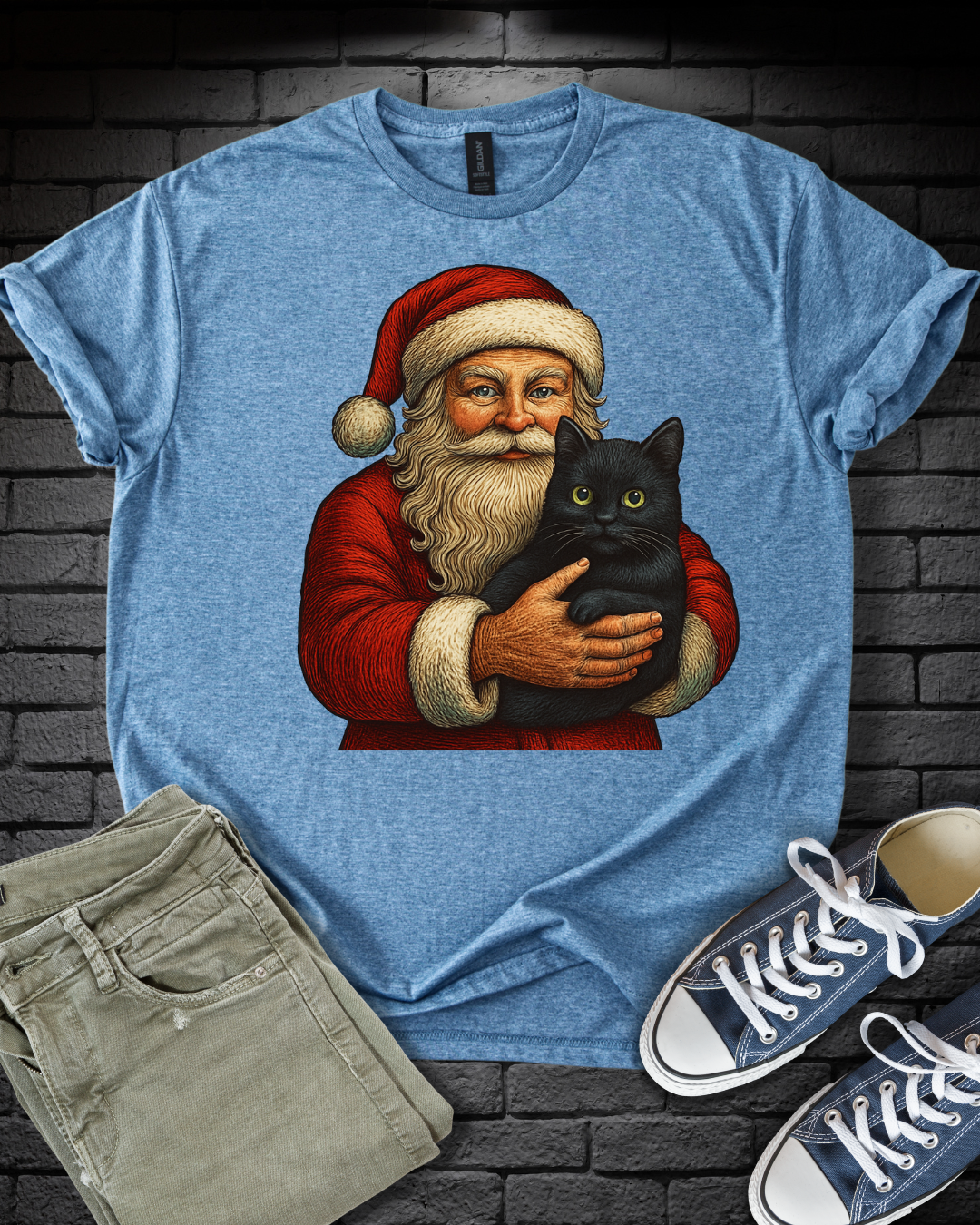 Santa Loves Black Cats T-Shirt