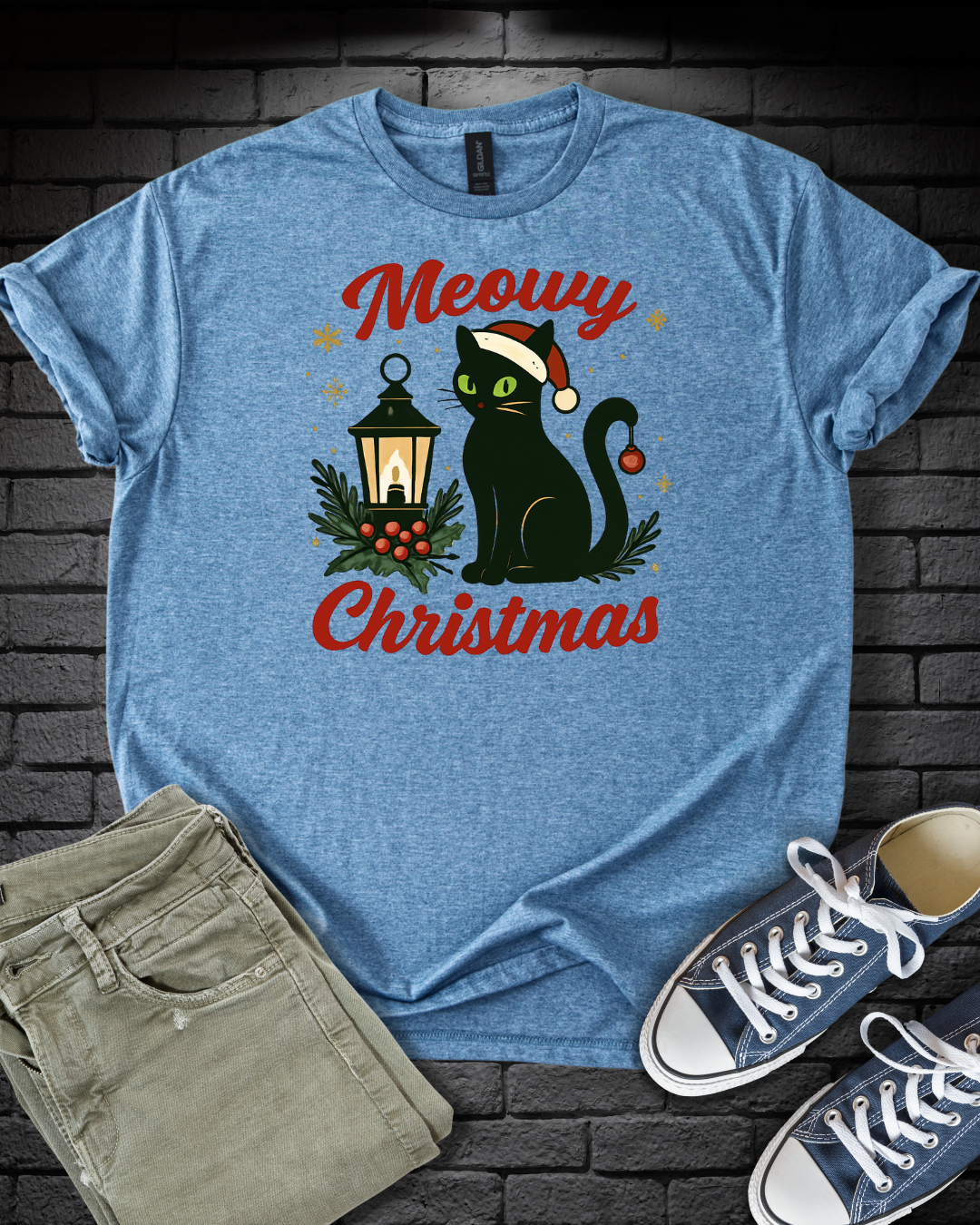 Black Cat Christmas T-Shirt