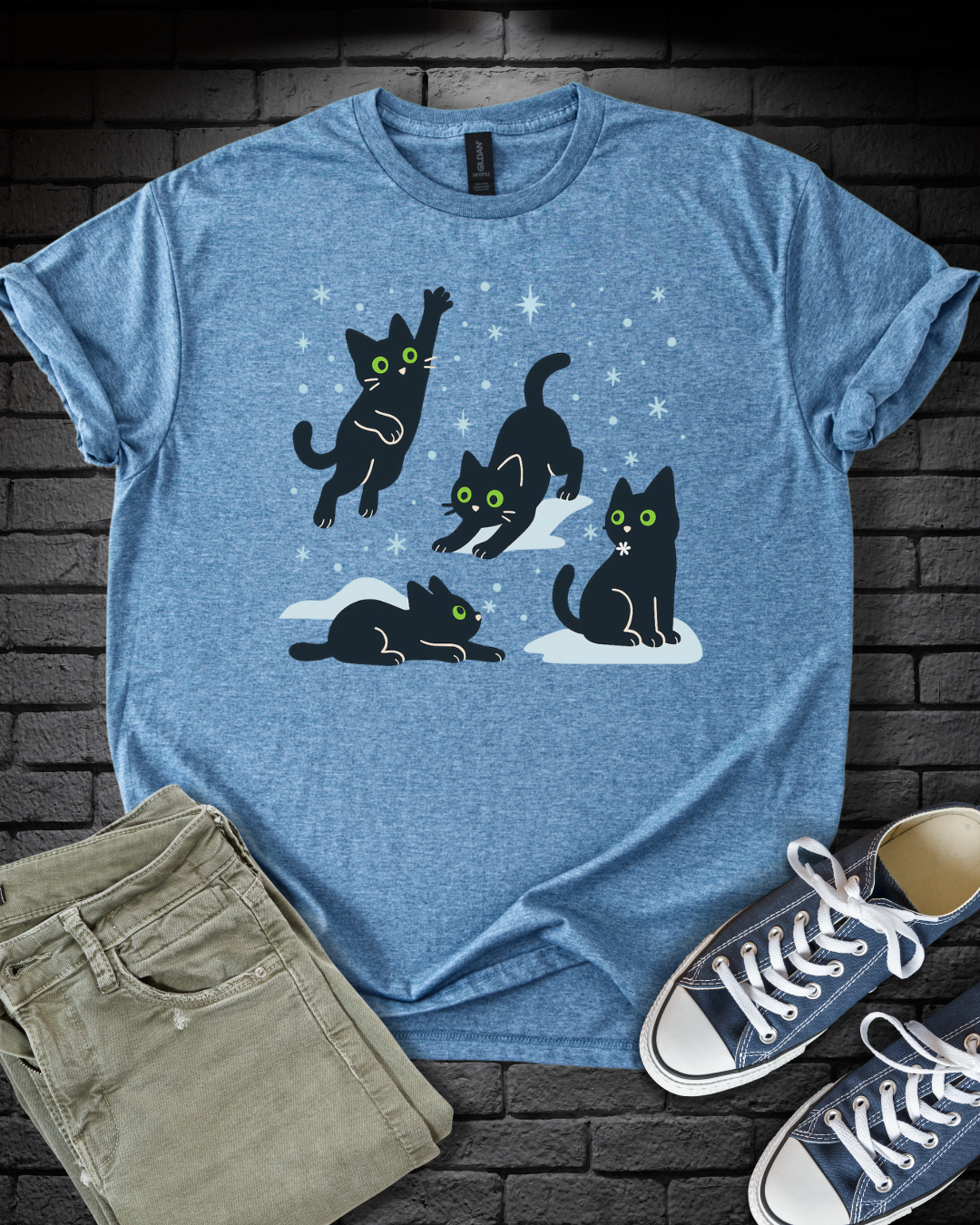 Frolicking Winter Kittens T-Shirt