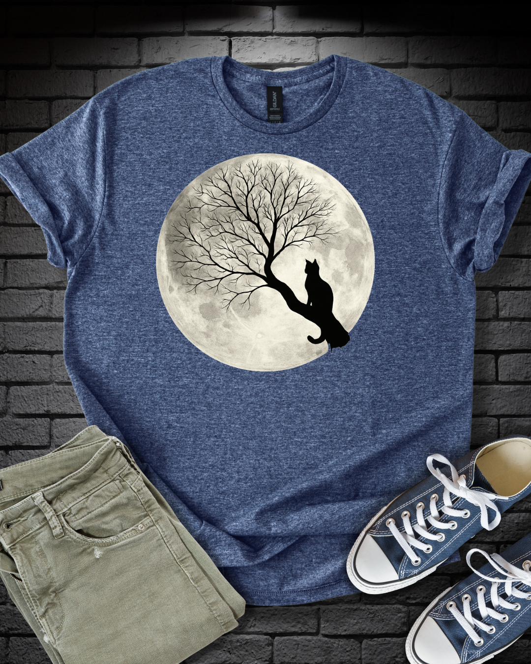 Cat Loving Full Moon T-Shirt
