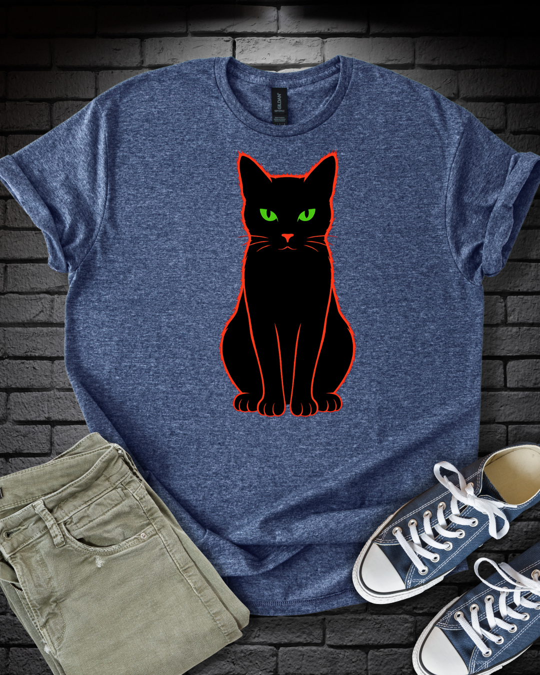 Neon Red Cat T-Shirt