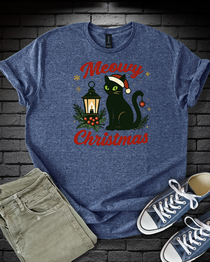 Black Cat Christmas T-Shirt