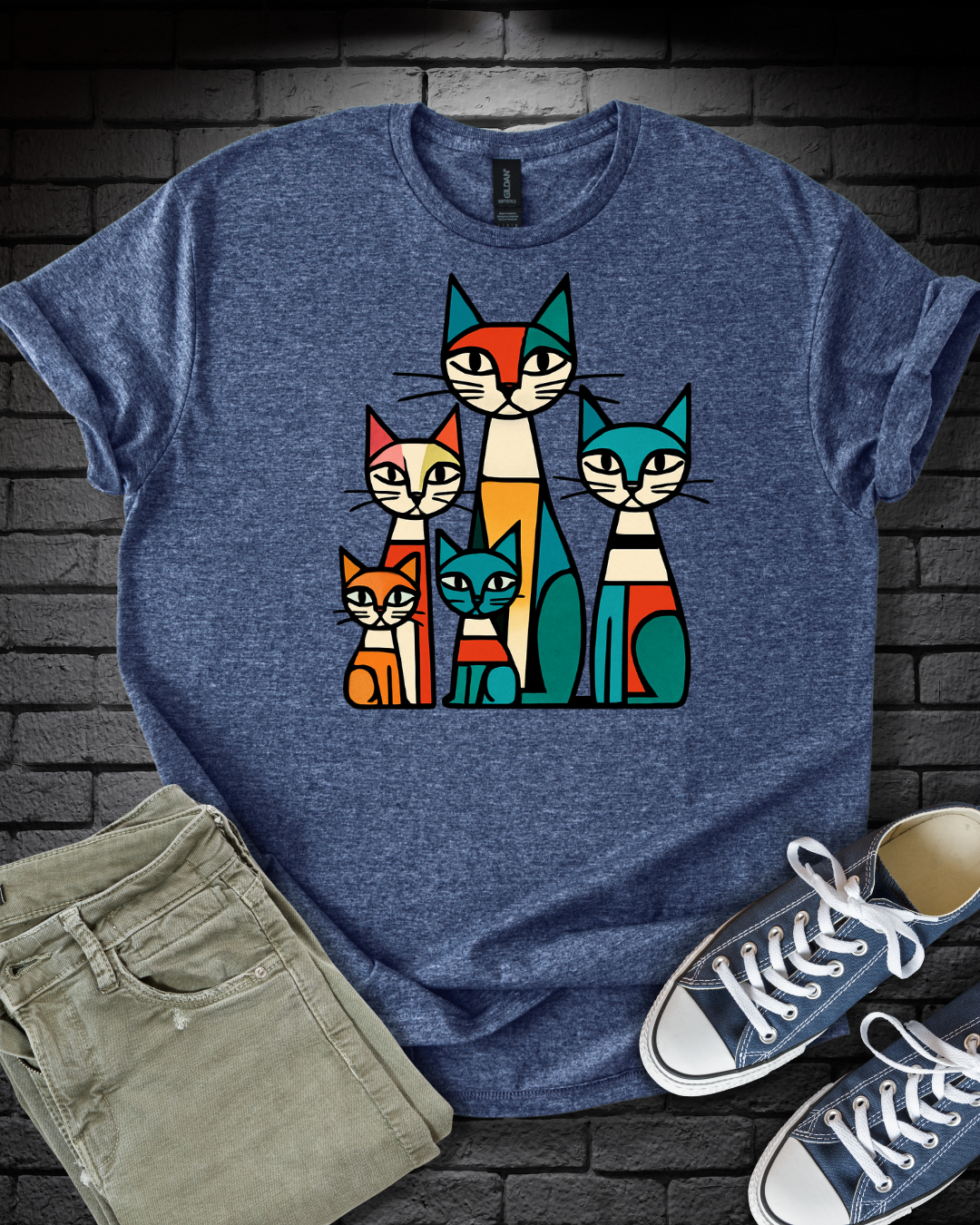 Abstract Cat Family T-Shirt
