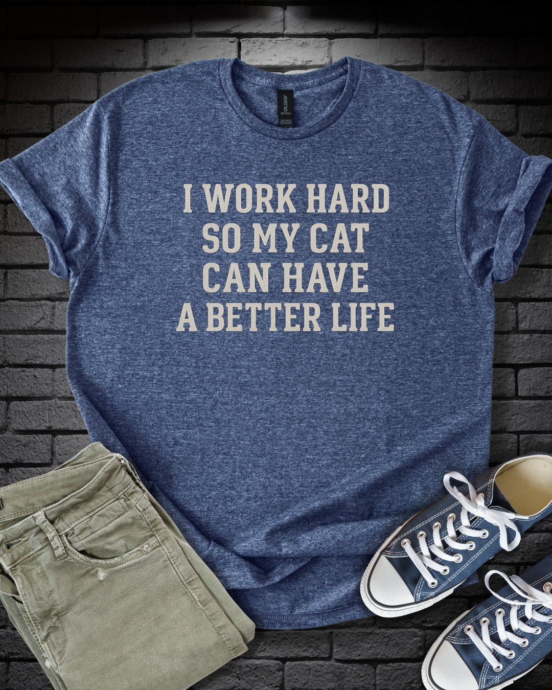 Work Hard Cat T-Shirt