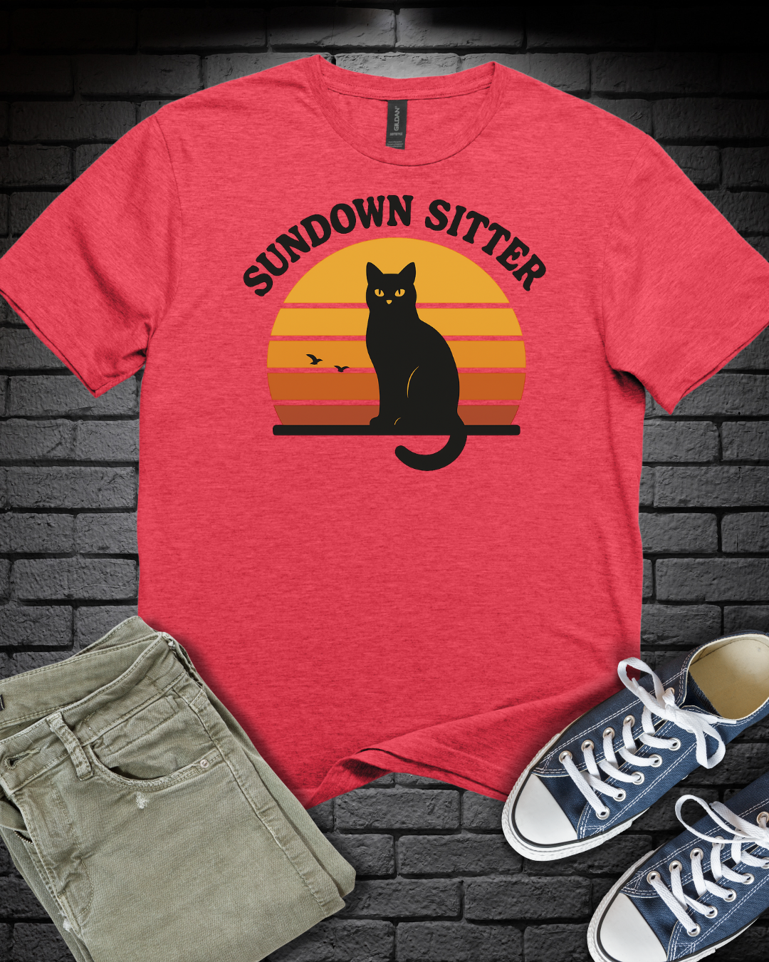 Sundown Sitter Cat T-Shirt